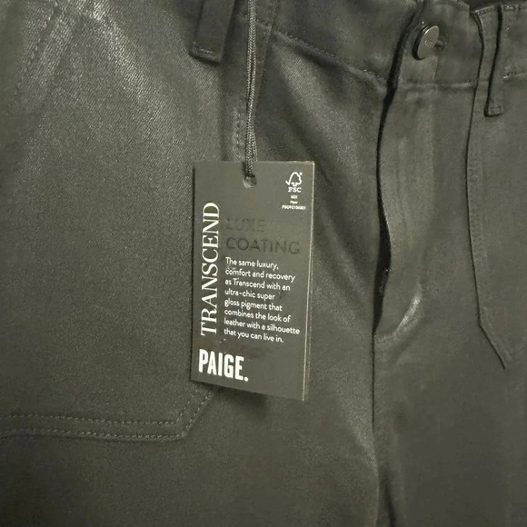 NWT $259 Paige Mayslie Straight Ankle Jean in Black Fog Luxe Coating - Black - Picture 8 of 12